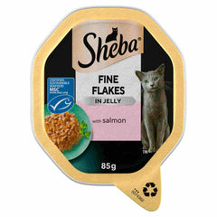 Sheba Fine Flakes Adult Wet Cat Food Tray with Salmon Jelly 85g (Pack of 22)