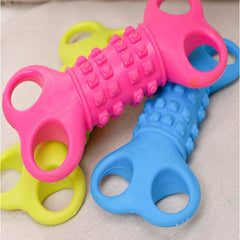 Dog Toy TPR Self 4 Holes Bone Shaped Healthy Gum Teeth Durable TPR Rubber Dog Bone Toy Eco Friendly Bite Teeth