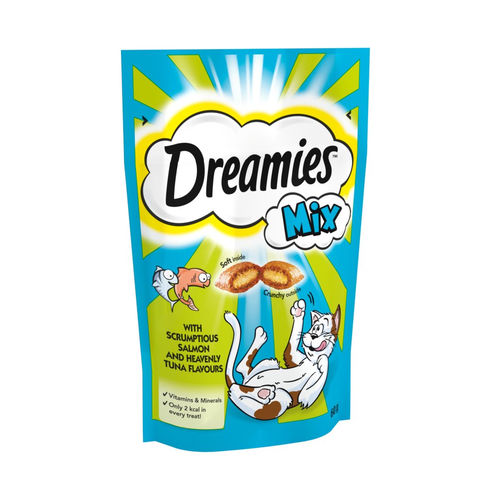 Dreamies Mix Cat Treat Biscuits with Salmon & Tuna Flavour 60g (Pack of 8) - Hungry Tails