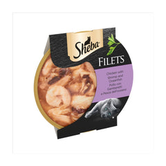 Sheba Fillets Adult Cat Food Tray with Chicken and Fish in Gravy 60g (Pack of 32)