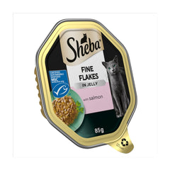Sheba Fine Flakes Adult Wet Cat Food Tray with Salmon Jelly 85g (Pack of 22)