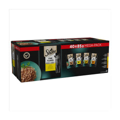 Sheba Fine Flakes Adult Cat Food Pouch Poultry Selection in Jelly Mega Pack 40 x 85g (Pack of 1)