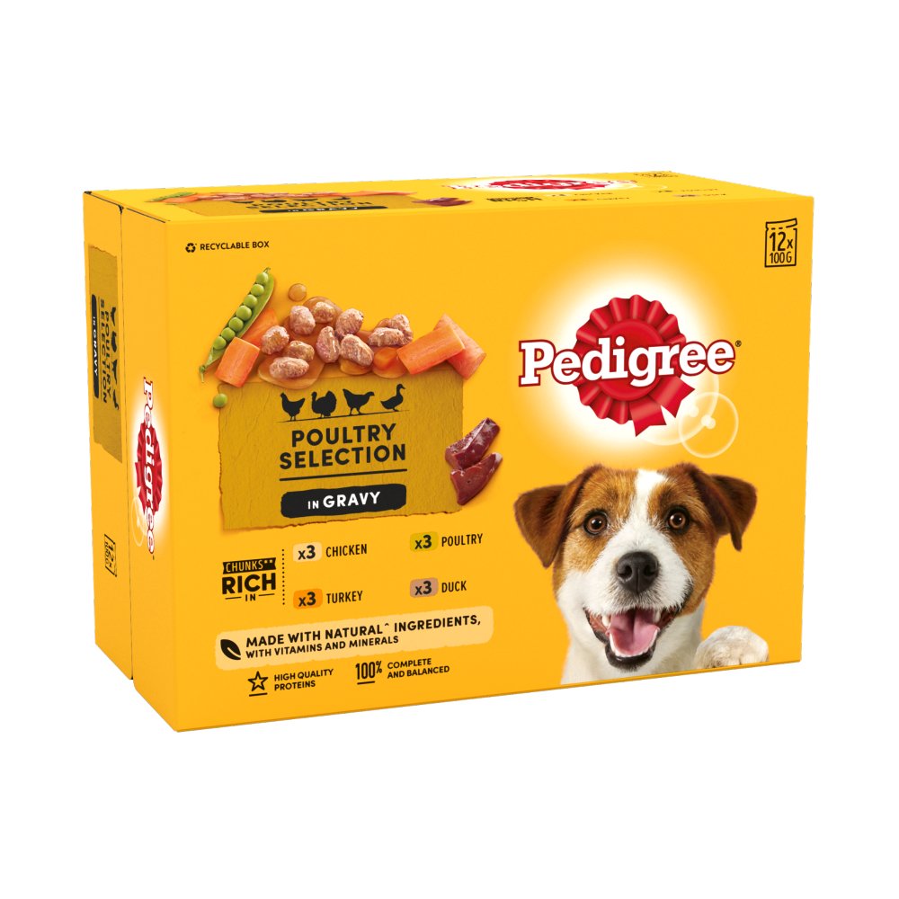 Pedigree Adult Dog Food Pouches Mixed in Gravy 12 x 100g (Pack of 1) - Hungry Tails