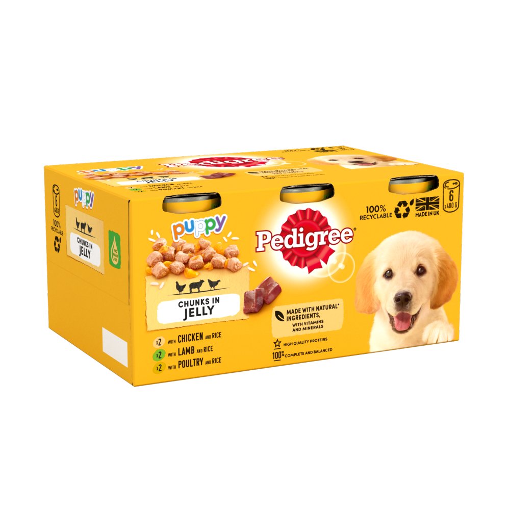 Pedigree Puppy Food Tins Mixed in Jelly 6 x 400g (Pack of 1) - Hungry Tails