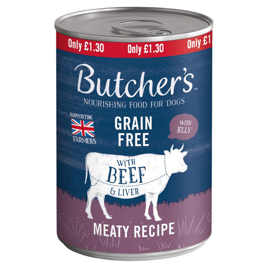 Butcher's Beef & Liver Dog Food Tin 400g (Pack of 12) - Hungry Tails