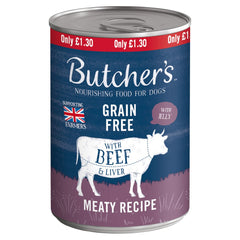 Butcher's Beef & Liver Dog Food Tin 400g (Pack of 12) - Hungry Tails