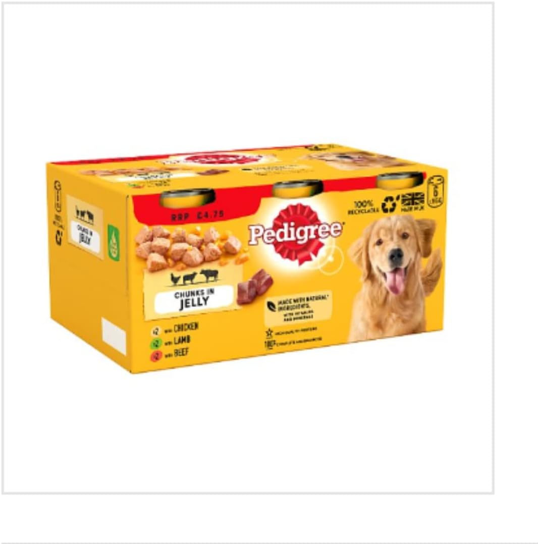 Pedigree Adult Dog Food Tins Mixed in Jelly 6 x 385g (Pack of 1) - Hungry Tails
