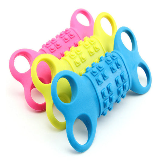 Dog Toy TPR Self 4 Holes Bone Shaped Healthy Gum Teeth Durable TPR Rubber Dog Bone Toy Eco Friendly Bite Teeth