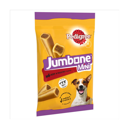 PEDIGRE JUMBONE Mini Adult Small Dog Treats Beef & Poultry 4 Chews 160g (Pack of 8) - Hungry Tails