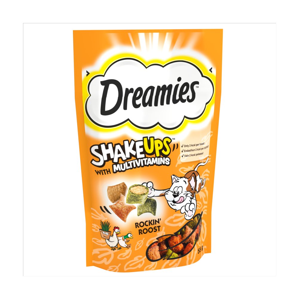 Dreamies Shakeups Multivitamins Rockin Rooster Cat & Kitten Treats 55g (Pack of 8) - Hungry Tails