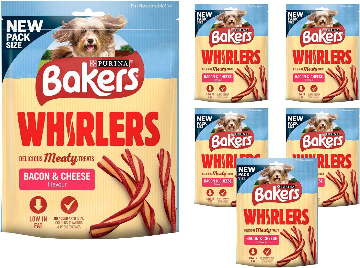 BAKERS Whirlers Bacon and Cheese Dog Treats 130g (Pack of 6) - Hungry Tails