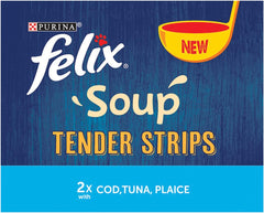 FELIX Soup Fish Selection Plaice, Tuna and Cod Wet Cat Food 6x48g (Pack of 1) - Hungry Tails