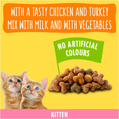 GO-CAT Kitten Chicken, Turkey and Milk Dry Cat Food 750g (Pack of 5)
