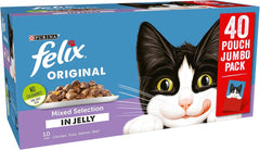 FELIX Original Senior 7+ Mixed Selection in Jelly Cat Food 40x85g (Pack of 1)