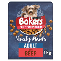 BAKERS Meaty Meals Beef Dry Dog Food 1kg (Pack of 5)