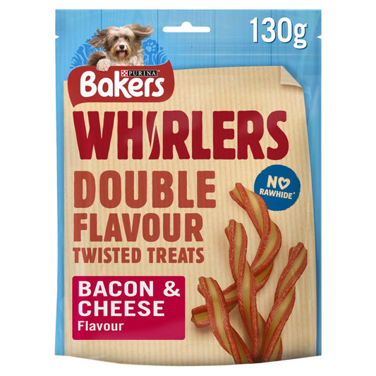 BAKERS Whirlers Bacon and Cheese Dog Treats 130g (Pack of 6) - Hungry Tails