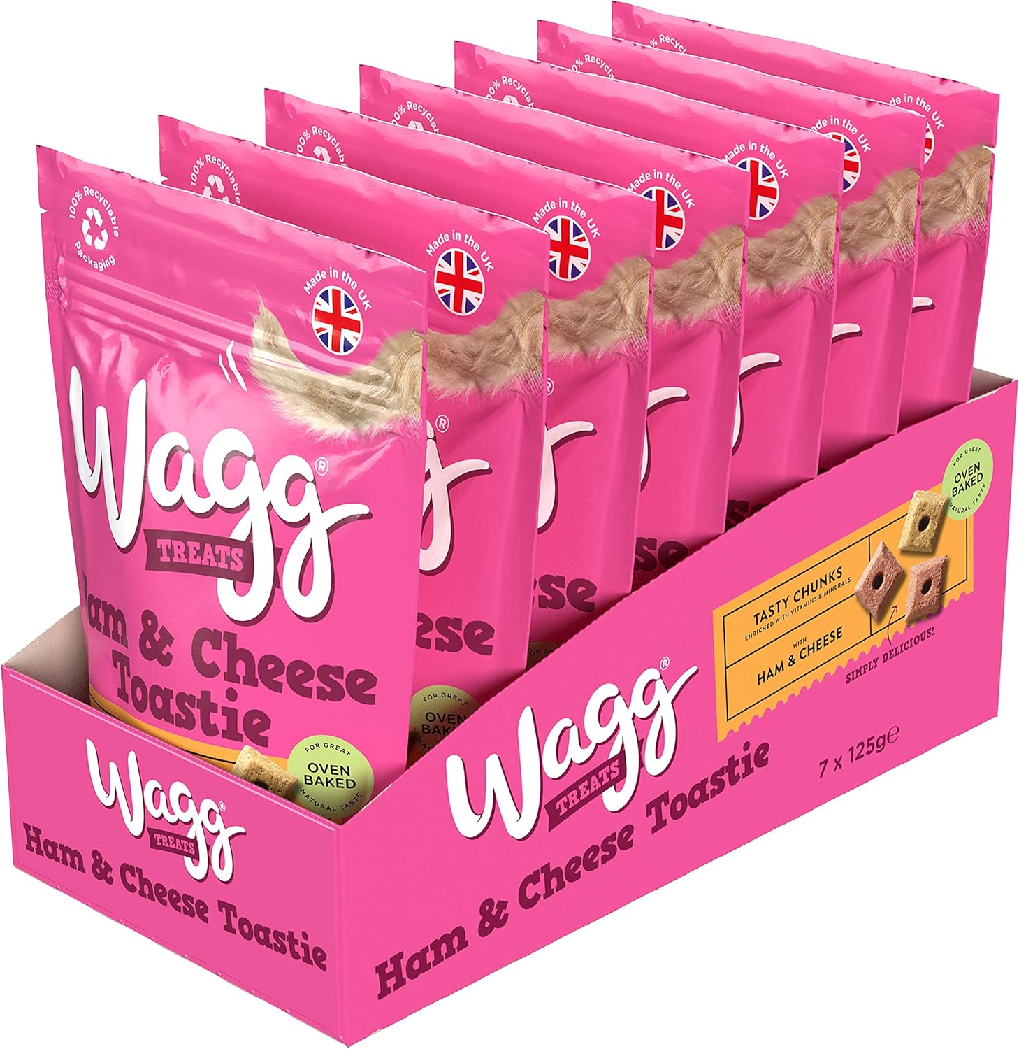 Wagg Treats Ham & Cheese Toastie 125g (Pack of 7) - Hungry Tails
