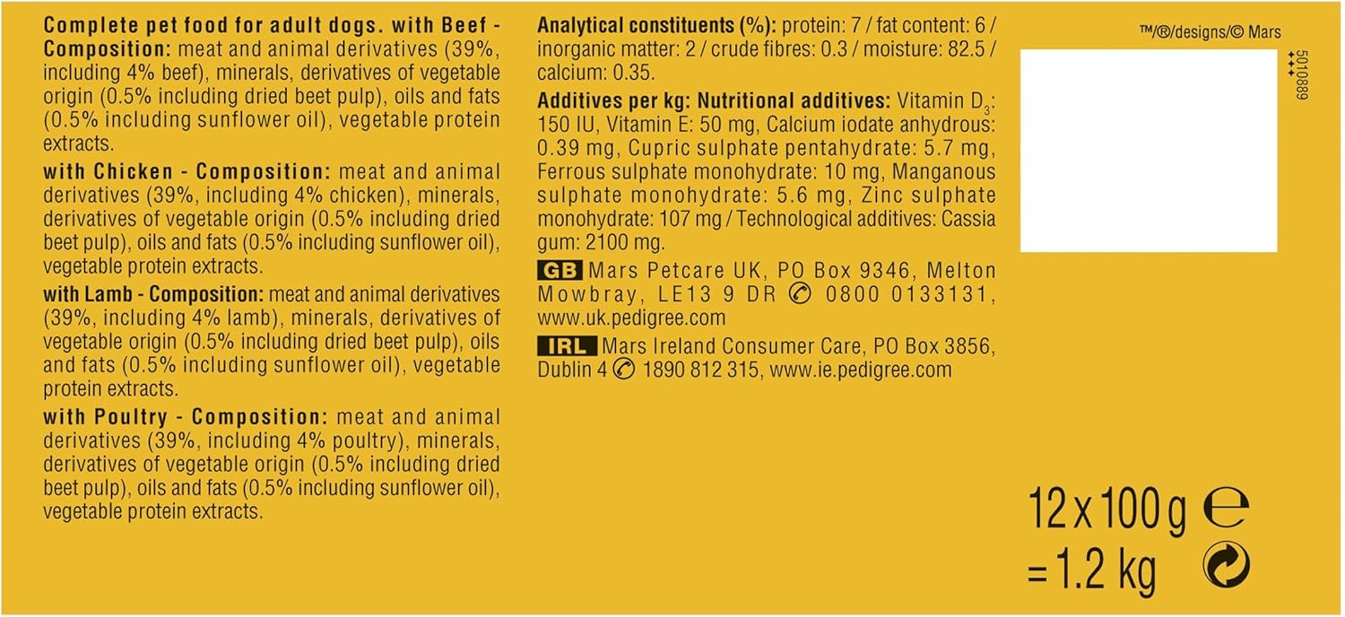 Pedigree Adult Dog Food Pouches Mixed in Gravy 12 x 100g (Pack of 1) - Hungry Tails