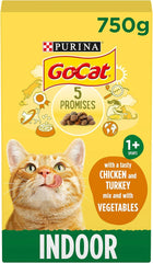 GO-CAT Indoor Chicken Dry Cat Food 750g (Pack of 5)