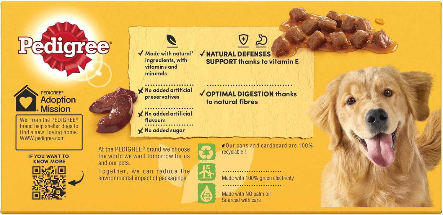 Pedigree Adult Wet Dog Food Tins Mixed in Gravy 6 x 400g (Pack of 1) - Hungry Tails