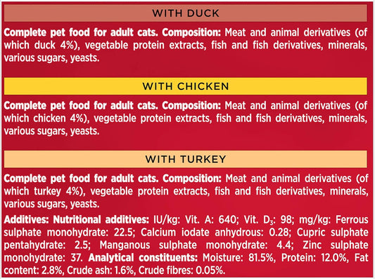 GOURMET Mon Petit Meaty Variety Duck, Chicken, Turkey Wet Cat Food 6x50g (Pack of 8)