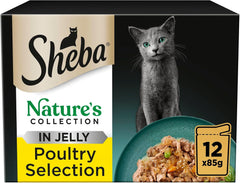 Sheba Nature's Collection Adult Cat Food Pouch Poultry in Jelly 12 x 85g (Pack of 4)