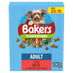 BAKERS Beef with Vegetables Dry Dog Food 1kg PMP(Pack of 5) - Hungry Tails