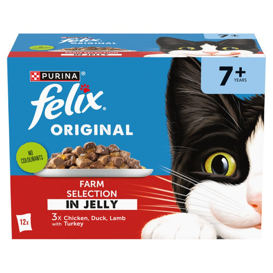 FELIX Original Senior Farm Selection in Jelly Cat Food 12x85g (Pack of 4)