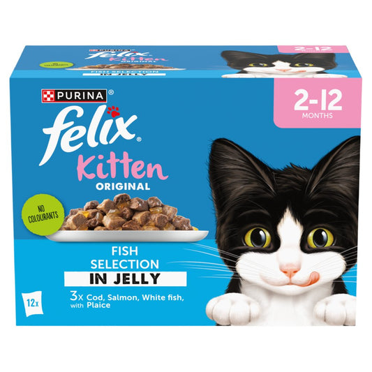 FELIX Original Kitten Fish Selection in Jelly Cat Food 12x85g (Pack of 4)