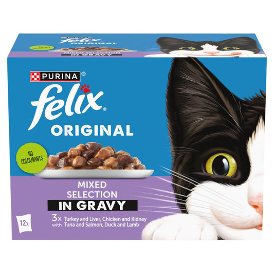 FELIX Original Mixed Selection in Gravy Cat Food 12x85g (Pack of 4)