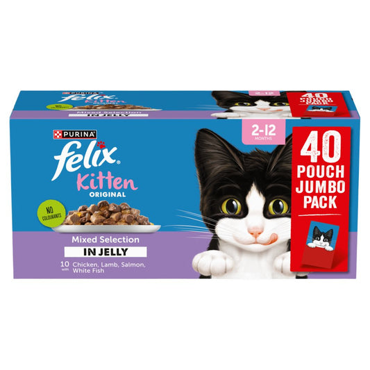 FELIX Original Kitten Mixed Selection in Jelly Cat Food 40x85g (Pack of 1)