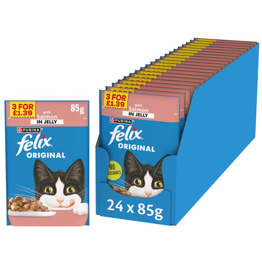 FELIX Original Salmon Wet Cat Food 85g (Pack of 24) - Hungry Tails