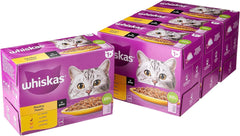 Whiskas 1+ Poultry Feasts, Adult Cat Food Pouches in Gravy 12 x 85g (Pack of 1) - Hungry Tails