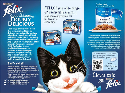 FELIX Doubly Delicious Fish Selection in Jelly Cat Food 12x85g (Pack of 4)