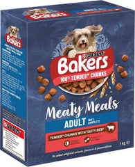 BAKERS Meaty Meals Beef Dry Dog Food 1kg, (Pack of 1)