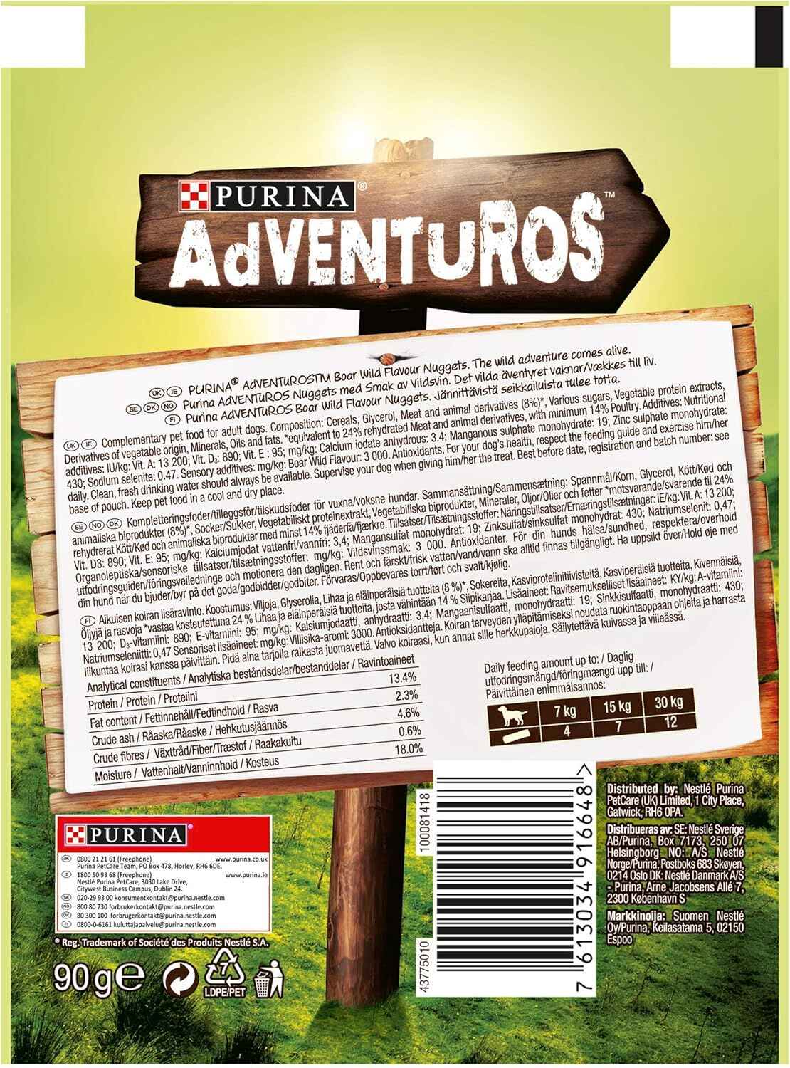 Adventuros Nuggets Boar Wild Flavour 90g (Pack of 6) - Hungry Tails