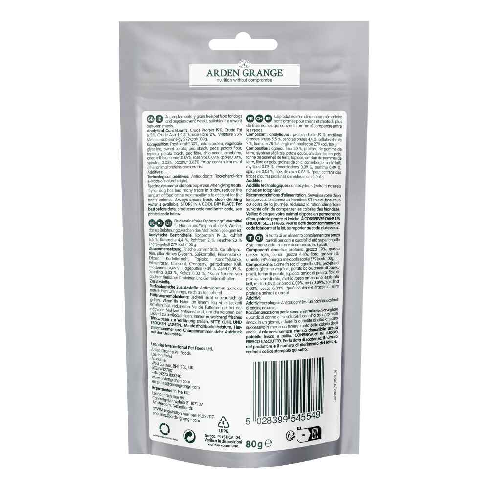 Arden Grange Grain Free Dog Food with Chicken & Superfoods Training Treats 80g (Pack o f 1)