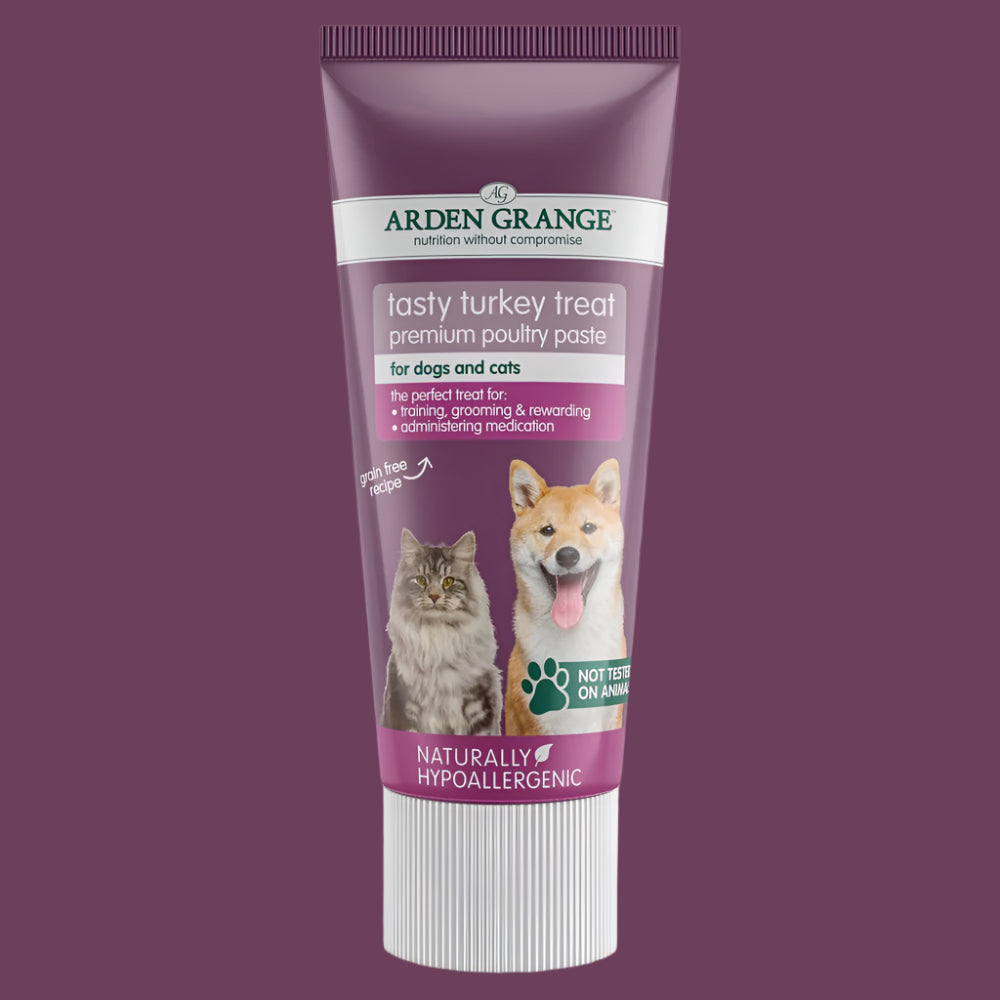 Arden Grange Tasty Turkey Dog Treat Premium Poultry Paste For Dogs and Cats 75g (Pack of 12)