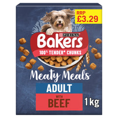 BAKERS Meaty Meals Beef Dry Dog Food 1kg PMP(Pack of 5) - Hungry Tails