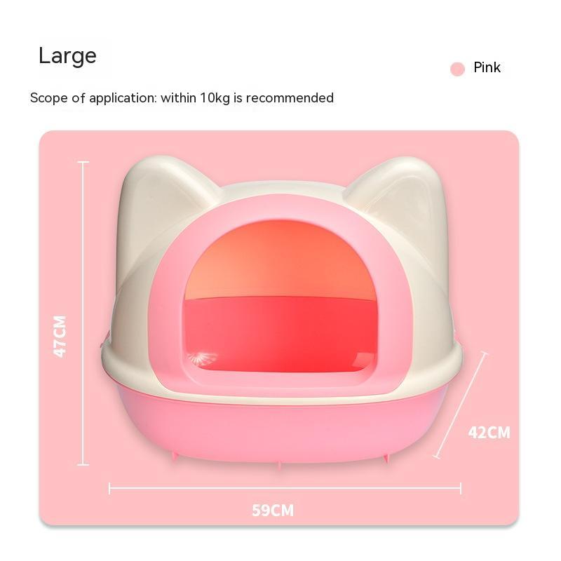 Troublemaker Semi-closed Cat Toilet Cat Head Toilet Litter Box - Hungry Tails