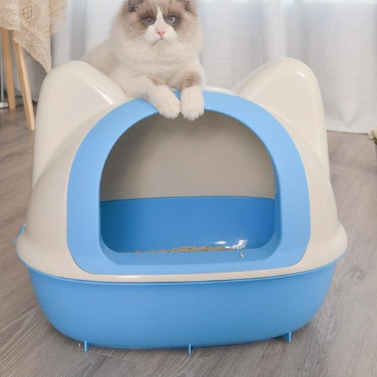 Troublemaker Semi-closed Cat Toilet Cat Head Toilet Litter Box - Hungry Tails