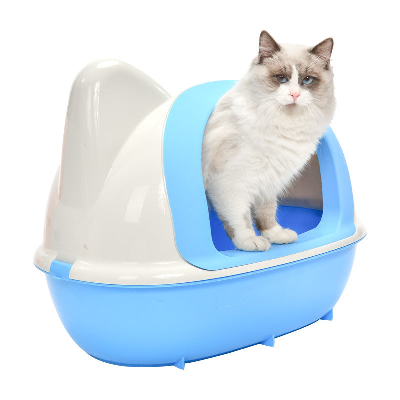 Troublemaker Semi-closed Cat Toilet Cat Head Toilet Litter Box - Hungry Tails