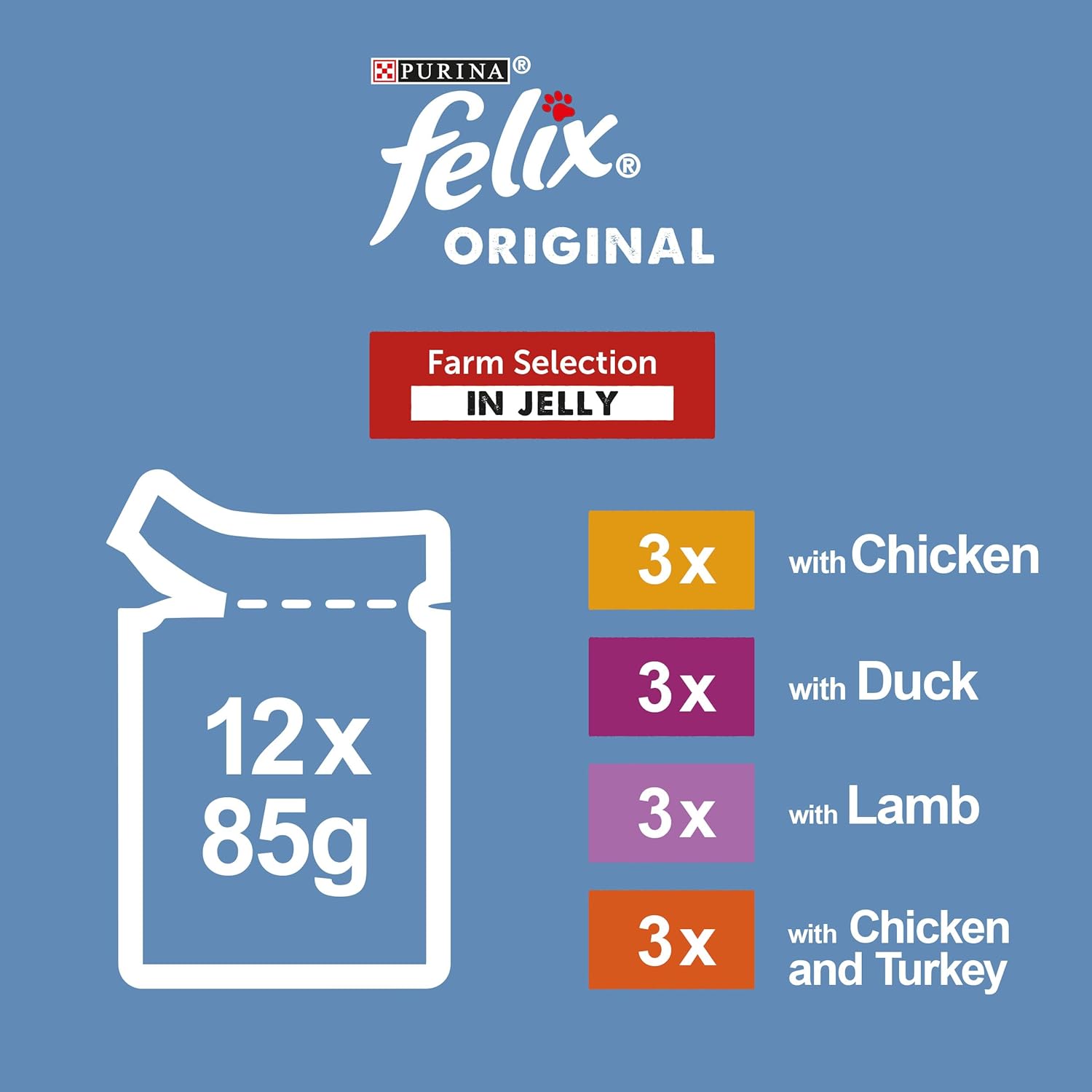 FELIX Original Farm Selection in Jelly Cat Food 12x85g (Pack of 4) - Hungry Tails