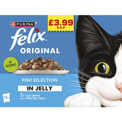 FELIX Original Fish Selection in Jelly Cat Food 12x85g (Pack of 4) - Hungry Tails