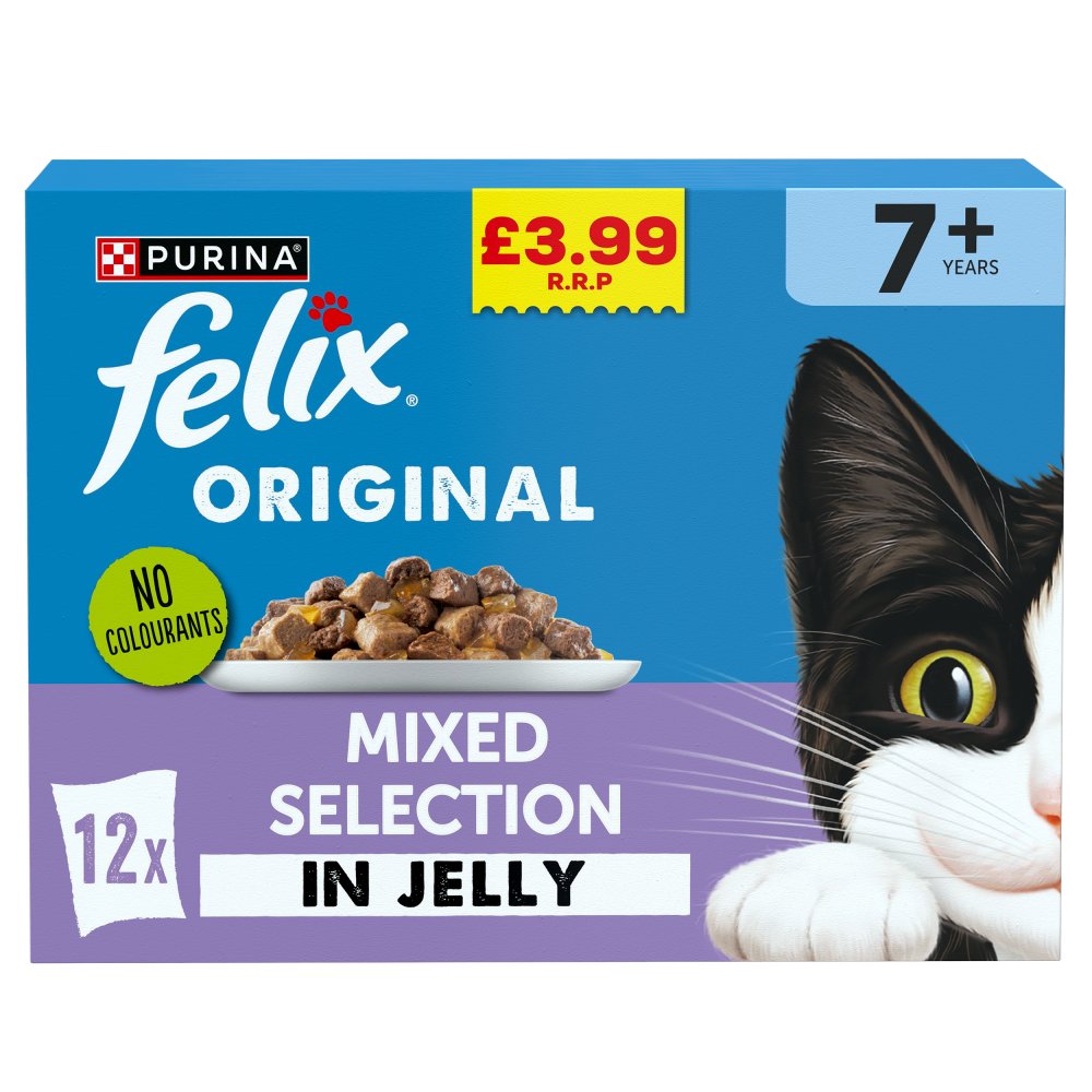 FELIX Original Senior 7+ Mixed Selection in Jelly Cat Food 12x85g (Pack of 4) - Hungry Tails