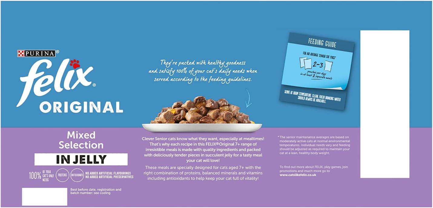 FELIX Original Senior 7+ Mixed Selection in Jelly Cat Food 12x85g (Pack of 1) - Hungry Tails