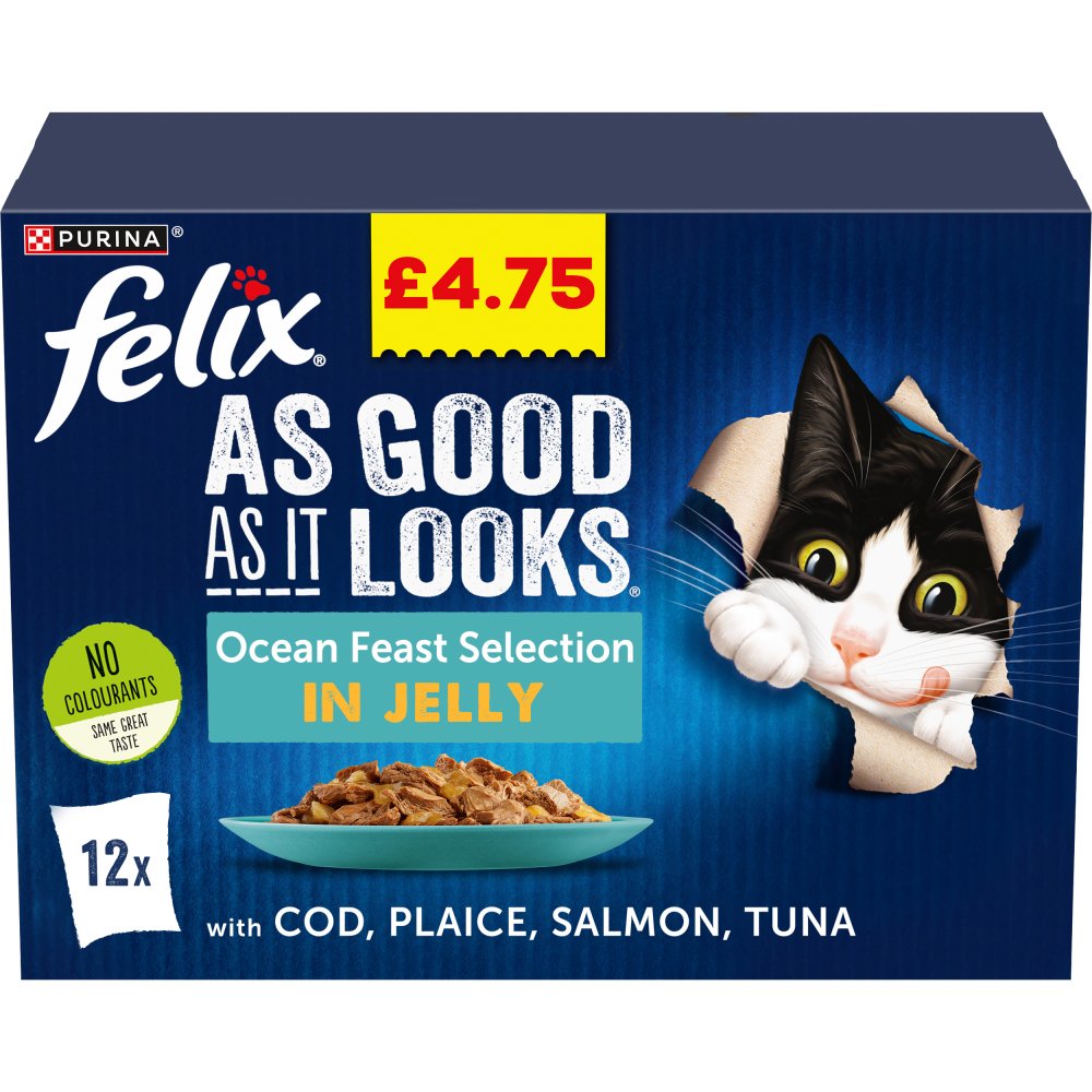Felix Ocean Feast Selection in Jelly 12 x 100g (1.2kg) (Pack of 4) - Hungry Tails
