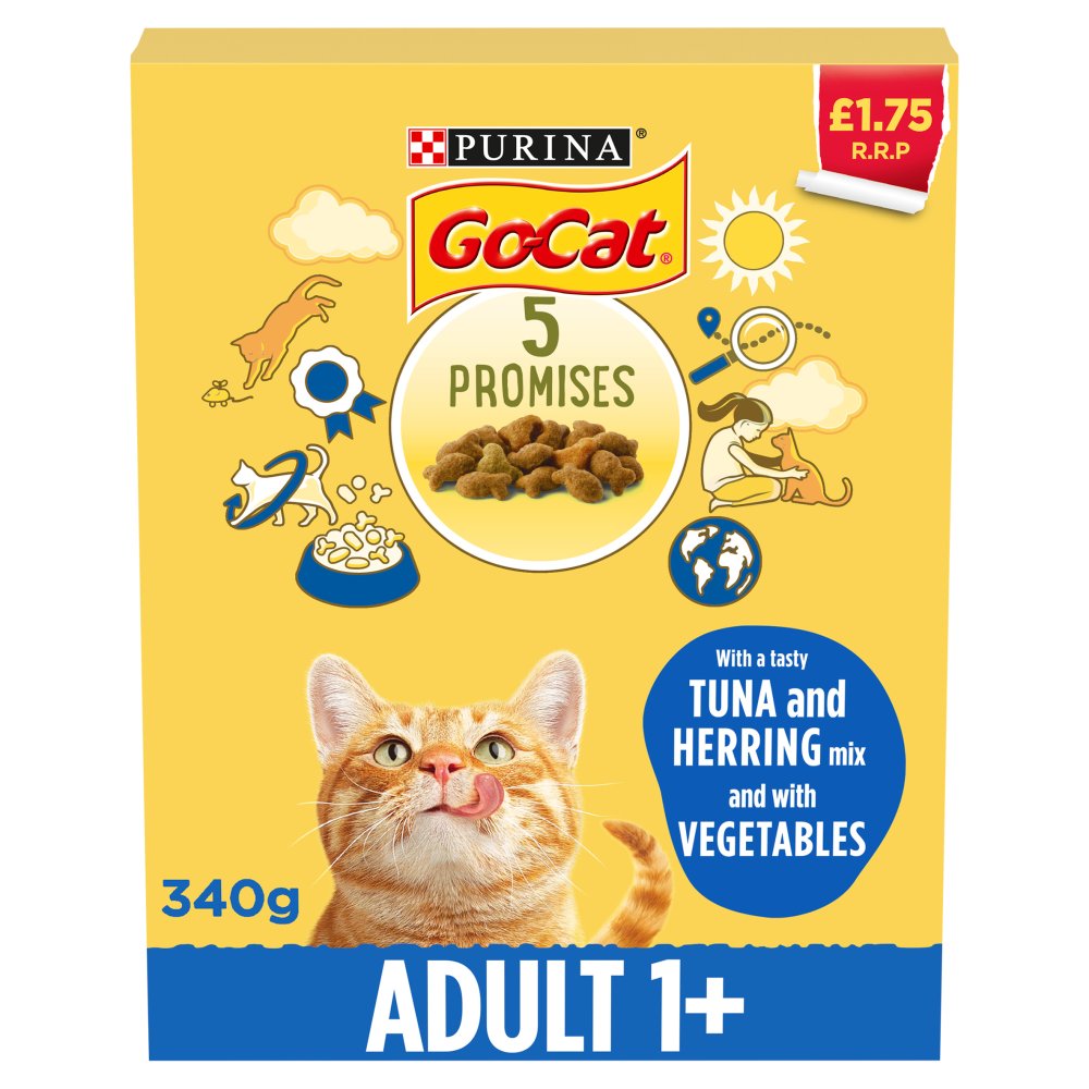 GO-CAT Herring and Tuna Dry Cat Food 340g (Pack of 6) - Hungry Tails