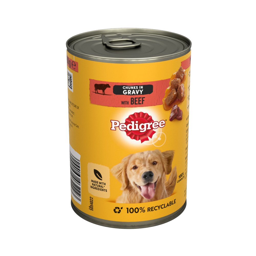 Pedigree Adult Dog Food Tin Beef in Gravy 400g (Pack of 12) - Hungry Tails