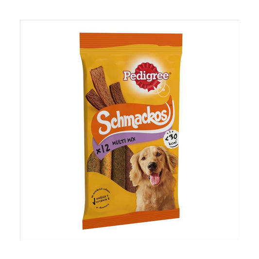 Pedigree Schmackos Adult Dog Treats Multi Mix 12 Strips 86g (Pack of 18) - Hungry Tails